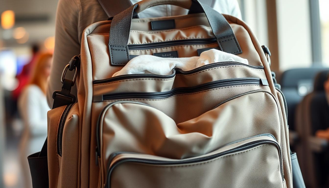 carry-on bag for solo mom with baby on turbulent flights