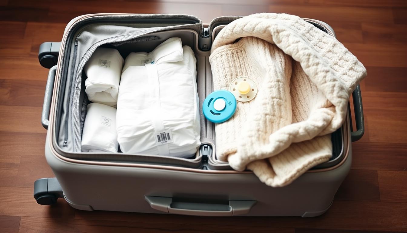 carry-on for last-minute trip with baby