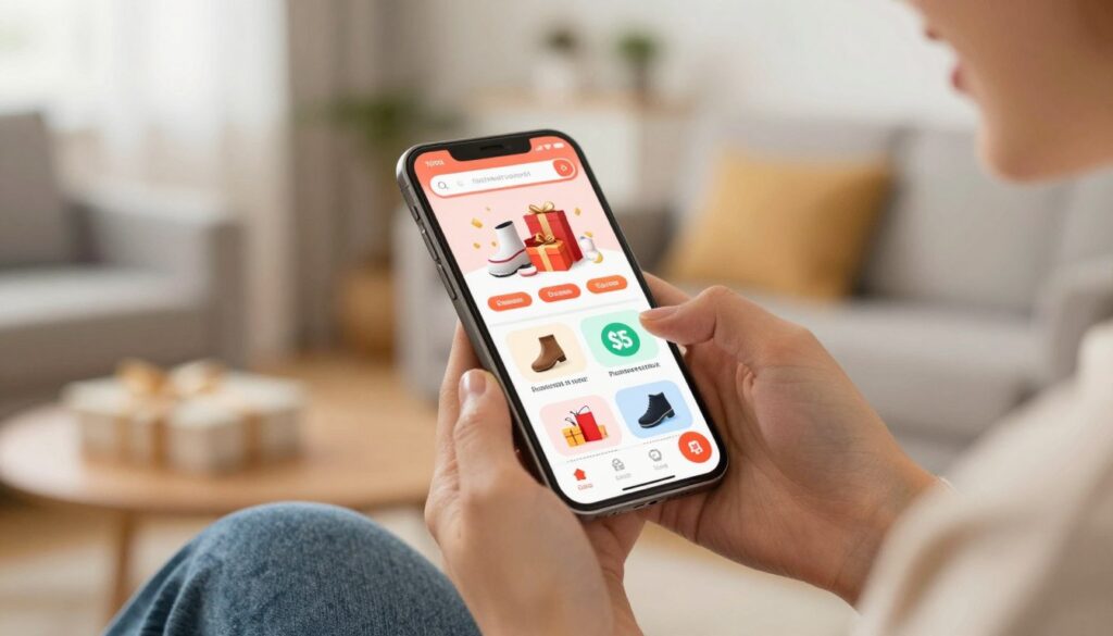 Ganhar brindes no aplicativo de compras Ganhar brindes no aplicativo de compras