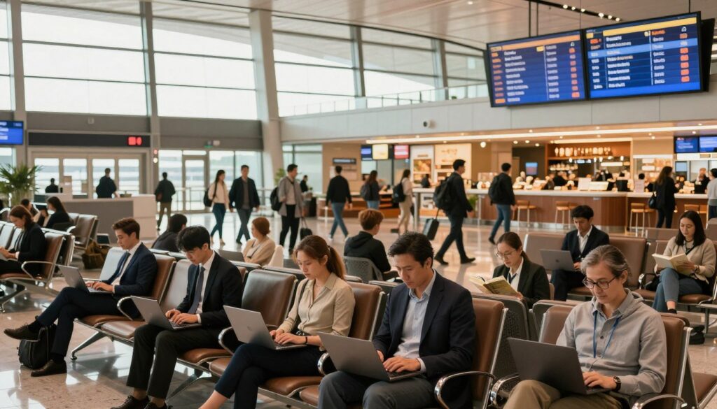 longas escalas em aeroportos internacionais
