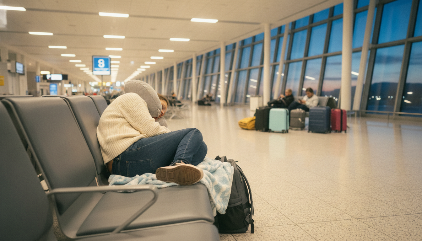 dormir em um aeroporto