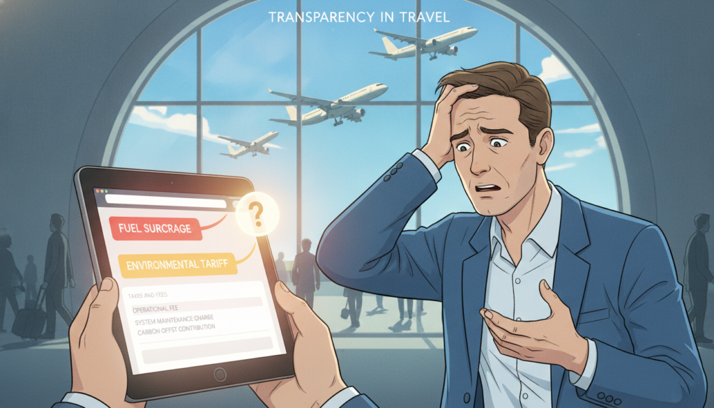 taxas ocultas e sobretaxas de combustível nos voos